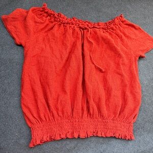 4/$25 madewell Womens burnt red Off Shoulder Top Xxs Small orange A5
